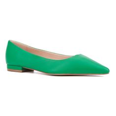 Step into timeless style with our trendy Wide Width Bailey slip-on flats, featuring a classic pointed toe that effortlessly pairs with any outfit. Crafted from vegan leather, these flats offer a chic, eco-friendly choice for everyday wear. Available in a variety of colors and patterns, you're sure to find the perfect match to express your unique style. Whether you're dressing up for work or going casual for a weekend outing, Bailey is the perfect versatile addition to your wardrobe. Green Slip-on Flats For Work, Spring Green Ballet Flats With Round Toe, Comfortable Green Slip-on Flats, Elegant Green Slip-on Flats, Green Slip-on Flats With Leather Sole, Dress Flats, Fashion To Figure, Faux Leather Heels, Closed Toe Shoes