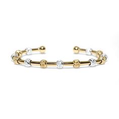 Laurel Two-Tone Gold and Silver Bracelet Tricolor Bracelet, Golf Jewelry, Color Bracelet, Gold And Silver Bracelets, Gold Cuffs, Rose Gold Bracelet, Gold Dipped, Colorful Bracelets, Silver Rose Gold