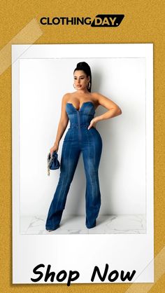 Women Fashion Sexy Off Shoulder Denim Jumpsuit Jumpsuits And Romper, Jumpsuit Fashion, Denim Jumpsuit, Women Fashion, Hot Sale, Jumpsuit Romper, Off Shoulder, Jumpsuit