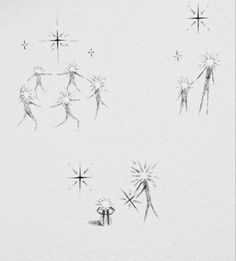 the dandelions are drawn in black ink on white paper