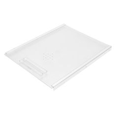 a white plastic tray with a pen on the bottom and two holes in the middle