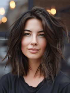 48 Summer Haircuts for Thick Hair: A Trendy Guide for 2024 Middle Part Shoulder Length Hair, Haircut For Thick Wavy Hair, Haircut Thick Wavy Hair, Short Summer Haircuts, Summer Haircut, Medium Length Wavy Hair, Haircuts For Thick Hair, Thick Hair Cuts, Thick Wavy Hair