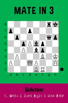 the mate in 3 game is shown with an image of chess pieces and numbers on it