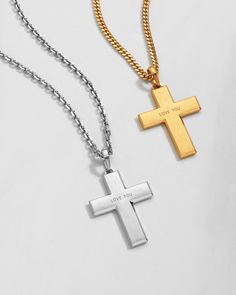 A timeless classic. The silver Mosaic Cross Pendant is an essential accessory for men looking to expand their silver jewelry collection, featuring sleek, angled edges and a fine brush finish. With this best-selling silver cross pendant necklace, getting dressed and showcasing your faith has never been easier. With proper stainless steel jewelry care, this piece will stay fresh through everyday wear. Silver Rope Chain, Mosaic Crosses, Silver Cross Pendant, Solid Gold Chains, Getting Dressed, Stay Fresh, Silver Shop, Engraved Items, Cross Pendant Necklace