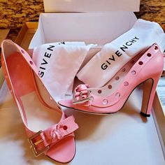 Vintage New Never Worn Genuine Givenchy Pink Couture Heels. Purchased In 1996 @ Neiman Marcus. Original Box & Original Sleeper Bags. Searched Everywhere For A Pair Like These & Have Not Found Them. There Are 2 Tiny Marks From Laying Against Each Other (See Pic's) Will Come Out W/A Q-Tip & A Dab Of Alcohol, But I Am Not Doing It. Non-Smoking Temp. Controlled Home. From A 100% Satisfaction Seller. Luxury Pink Heels For Office, Luxury Pink Heels For The Office, Designer Spring Office Heels, Designer Office Heels For Spring, Luxury Spring Office Heels, Designer High Heel Spring Heels, Designer 4-inch Heels For Spring, Spring Designer High Heels, Designer High Heels For Spring