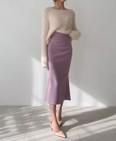 Long Midi Skirt, Women Office, Elegant Skirt, Mermaid Skirt, Midi Skirts, Modest Fashion Outfits, Skirt Women, Mode Inspo, Looks Chic