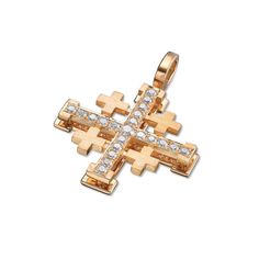 Rose Gold Jerusalem Cross Pendant - Holy Land Necklace. Necklace Size, Cross Pendant Necklace, Rose Gold Diamonds, Necklace Sizes