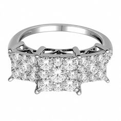 three stone diamond ring in white gold