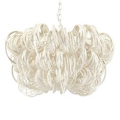 a white chandelier hanging from a chain