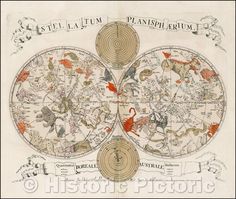 an old map with animals on it