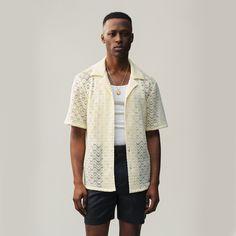 Lace Shirt Outfit Men, Lace Menswear, Lace Shirt Outfit, Mens Summer Outfits, Mens Outfit Inspiration, Mens Fashion Streetwear, Men Fashion Casual Outfits, Summer Outfits Men, Mens Fashion Summer