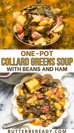 one pot collard greens soup with beans and ham