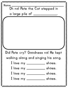 This writing extension activity allows your students to get creative by creating their own shoes for Pete and writing a page to add to their book! This would be great to use in making a class book after reading Pete the Cat I Love My White Shoes. Pete The Cat Shoes, I Love My White Shoes, Cat Steps, Cat Shoes, Pete The Cat, Book Companion, Printable Books, My Shoes, Cause And Effect