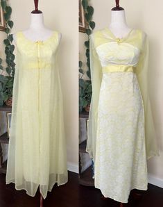 Vintage 60s Yellow w White Lace Maxi Dress Formal Gown Attached Chiffon Cape  | eBay 1960s Dresses Formal, Vintage Wedding Dress 60s, 60s Babydoll Dress, 1960s Prom Dress, 1950s Formal Dress, Early 1960s Fashion, 1960s Prom, Yellow Formal Dress, Wedding Dresses 60s