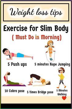 an exercise poster with the words, exercises for slim body must do in morning