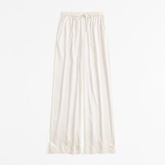 Easy-fitting sleep pants in our softAF satin fabric and wide-leg silhouette, with a drawstring waistband for ultimate comfort and delicate lace-trim hem. Striped Linen Pants, Grey Knit Cardigan, Cream White Color, Cream Pants, Womens Chinos, Lace Pants, Women's Sleepwear, Linen Blend Pants, Sleep Pants