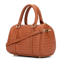 Perfect for busy days and weekend getaways, this woven medium satchel bag features a rich texture and clean silhouette with a top zip closure, sturdy h andles and adjustable strap. Rectangular Satchel With Intrecciato Weave For Travel, Travel Rectangular Satchel With Intrecciato Weave, Rectangular Intrecciato Weave Satchel For Travel, Intrecciato Weave Rectangular Satchel For Travel, Gold-tone Hardware Satchel Bag For Day Out, Travel Intrecciato Weave Crossbody Satchel, Brown Everyday Satchel With Gold-tone Hardware, Intrecciato Weave Satchel Tote For On-the-go, Tan Satchel Shoulder Bag With Gold-tone Hardware