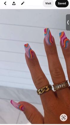 Colorful Nails, Summer Acrylic Nails, Manicure Y Pedicure, Cute Nail Designs