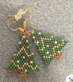 two christmas trees made out of lego beads