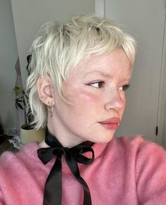 Pixie Haircut With Micro Bangs, Pixie With Rat Tail, Blonde Pixie Mullet, Micro Mullet, Mixie Pixie Haircut, Shaggy Pixie Cuts Round Face, Plus Size Pixie Haircut, Razor Pixie, Amazon Clothing Finds