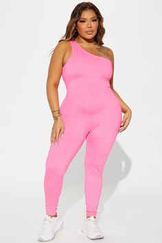 Available In Black And Hot Pink. Active Jumpsuit One Shoulder Sleeveless Cut Out Compression Medium Impact Stretch Imported 73% Polyester 27% Spandex | Power Swing Elevate Active Jumpsuit in Hot Pink size Medium by Fashion Nova Jumpsuit One Shoulder, Black And Hot Pink, Promotional Events, Bubblegum Pink, Powerful Women, In Hot, Pink Fashion, Fashion Nova, Hot Pink