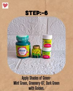 an ad for green mint greens and other products on a white background with the words, step - 6 apply shades of green