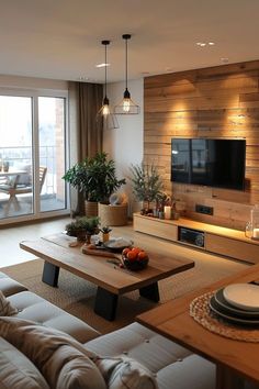 Upstairs Living Room Ideas Modern, Tv Lounge Ideas Small Spaces, Home Tv Room Ideas, Small Modern Lounge, Split Living Room Ideas, Living Room With Terrace, Small Lounge Ideas, Tv Lounge Ideas, Ruang Tv