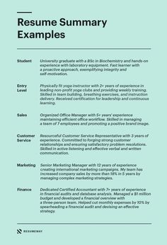 Resume Summary Examples Job Summary Example, Writing Tips And Tricks, Customer Service Resume Examples, Resume Summary Examples, Career Building, Resume Profile