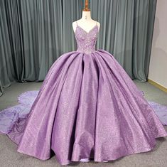 Purple Shiny Princess Quinceanera Dress Purple Sleeveless Gown For Quinceanera, Sleeveless Purple Gown For Quinceanera, Elegant Purple Quinceanera Dress, Lavender Ball Gown For Quinceanera, Purple Ball Gown For Sweet 16, Purple Ball Gown Quinceanera Dress For Prom Season, Purple Quinceanera Dress For Prom Season Debutante Ball, Purple Quinceanera Dress For Debutante Ball, Prom Season, Princess Quinceanera Dress