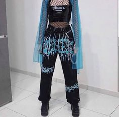 Dark Blue Grunge Outfit, Mode Chanel, Alt Fashion, Baggy Pants, Alternative Outfits, Kpop Fashion Outfits