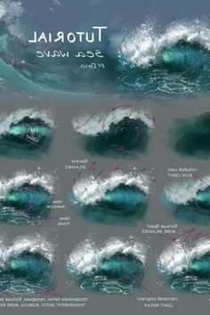 an image of the ocean waves in different positions and sizes, with instructions for how to use