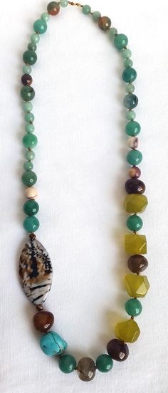 Unique Hand-strung Green Beaded Necklaces, Bohemian Green Agate Beaded Necklaces, Green Long Beaded Necklace With Natural Stones, Bohemian Green Agate Beaded Necklace, Artisan Green Hand-strung Necklace, Multicolor Adjustable Hand Knotted Necklaces, Adjustable Multicolor Hand Knotted Necklace, Adjustable Multicolor Hand Knotted Necklaces, Green Gemstone Beaded Necklaces With Earthy Style