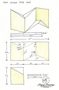 the diagram for an origami box with four sections, and two sides that are cut