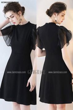 10% off now|Free shipping world-wide. Elegant Short Black Formal Party Dress with Puffy Sleeves at GemGrace. Click to learn our pro custom-made service for wedding dress, formal dress. View for more ideas. Black A-line Dress With Ruffles, Fitted Puff Sleeve Dress For Semi-formal Occasions, Semi-formal Fitted Puff Sleeve Dress, Solid Ruffle Dress For Banquet, Solid Ruffled Dresses For Banquet, Black Short Sleeve Semi-formal Dress, Black Short Sleeve Mini Dress For Semi-formal Occasions, Black Mini Dress With Short Sleeves For Semi-formal Occasions, Black Semi-formal Mini Dress With Short Sleeves