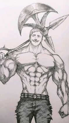 Escanor Seven Deadly Sins, Anime Drawing Books, Anime Drawings Tutorials, Anime Dragon Ball Super