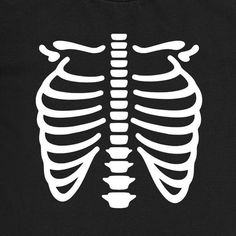 a black t - shirt with a white skeleton design on the chest and ribcage