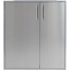 a stainless steel double door refrigerator freezer