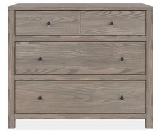 the chest of drawers is made from wood and has three drawers on each side, one with