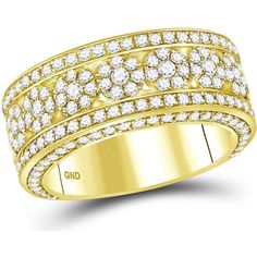 GND 14K Yellow Gold Round Diamond Cluster Band Ring with Prong-Set Diamonds – 2-5/8 Total Carat Weight Men Jewelry, Size 10 Rings, Diamond Cluster, Delicate Necklace, Round Cut Diamond, Jewelry Gift Box, Gold Bands, Band Ring, Round Diamond