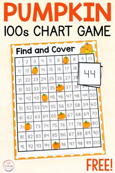 the pumpkin 100's chart game with free printables