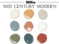 an image of different shades of paint for the mid century modern home decorating project