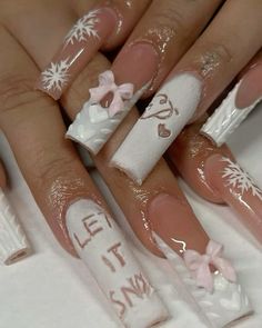 2023 Winter Nails, Nail Sunny, Dope Nail Designs, Acrylic Nails Coffin Pink, Long Square Acrylic Nails, Bling Acrylic Nails