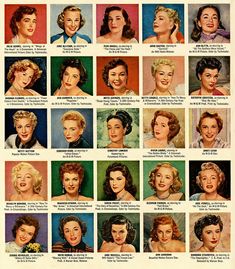 A look at some hair styles from 1953 with this Hollywood Star directory 40s Mode, Hair Chart, Stars D'hollywood, 1950s Hairstyles, 50s Hairstyles, 1940s Hairstyles, Evening Hairstyles, Retro Hair, Pin Up Hair