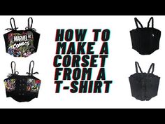 three bags with the words how to make a corset from a t - shirt