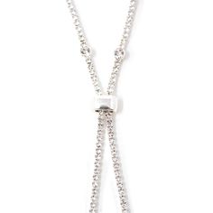 You will be ready for a fun evening out on the town with this seventeen- inch cubic zirconia lariat necklace. Adjustable Dangle Backdrop Necklace For Party, Adjustable Crystal Backdrop Necklace, Adjustable Dangle Lariat Necklace For Party, Silver Lariat Necklace With Adjustable Chain For Party, Adjustable Dangle Drop Necklace For Party, Party Silver Lariat Necklace With Cubic Zirconia, Adjustable Cubic Zirconia Necklace With Sparkling Stones, Party Lariat Necklace With Adjustable Cubic Zirconia Chain, Silver Adjustable Rhinestone Dangle Necklace