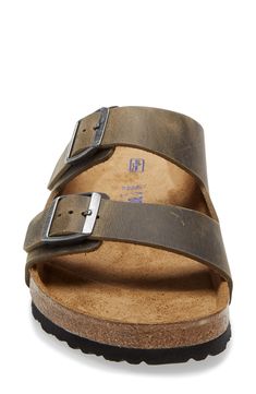 An iconic sandal is set on a softer-than-ever, shock-absorbing footbed with an extra layer of plush foam cushioning that mimics the shape of the foot. Adjustable straps with buckle closure Contoured footbed with arch support Leather upper and lining/synthetic sole Made in Germany Men's Shoes Brown Slides With Ortholite Insole And Round Toe, Leather Slides With Ortholite Insole For Outdoor, Adjustable Leather Slip-on Slides, Adjustable Comfortable Footbed Sandals With Round Toe, Comfortable Slides With Buckle Closure And Round Toe, Leather Slides With Round Toe For Outdoor, Casual Adjustable Slides With Leather Footbed, Leather Slides With Double Strap And Cushioned Footbed, Leather Double Strap Slides With Cushioned Footbed