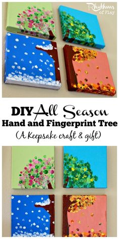 four hand and fingerprint tree art projects for kids