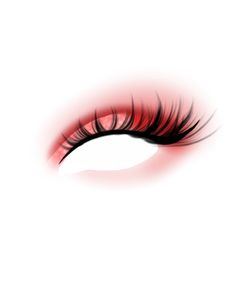 an eye with long red lashes