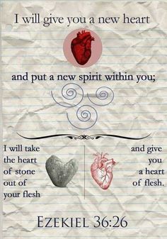 a piece of paper with the words i will give you a new heart and put a new spirit within you