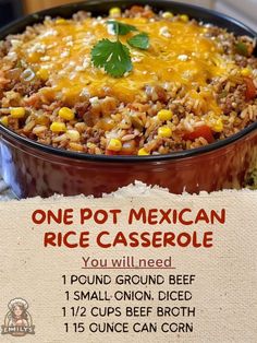 mexican rice casserole with ground beef and corn